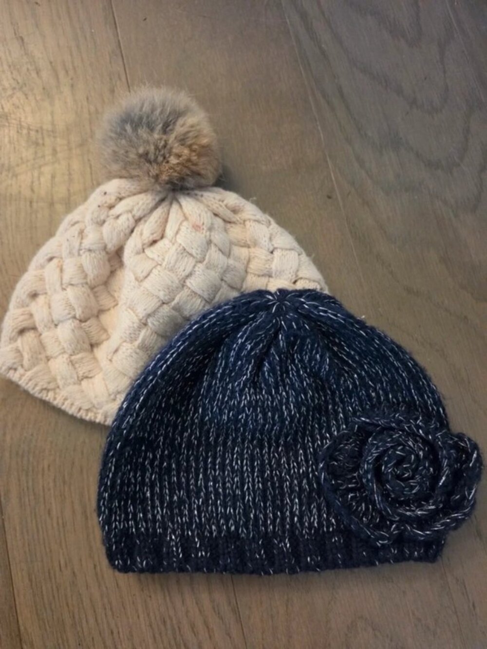Set of 2 baby toddler beanie winter hats size 12-24m